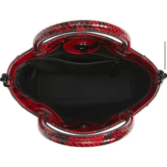 REBECCA MINKOFF LEATHER TOTE TEXTURED CROC SNAKE CHAIN CROSSBODY NEW WITH TAGS - Picture 4 of 5